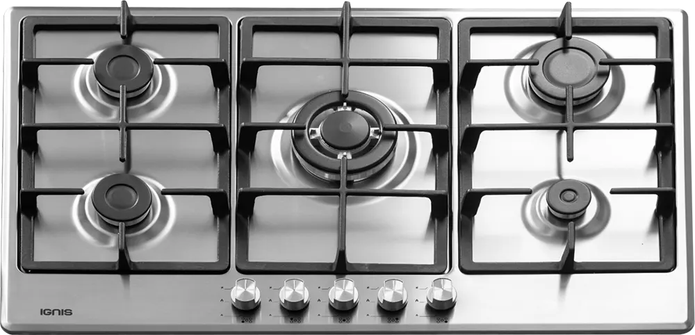 Ignis Built-in Hob, 90 cm, 5 Burners, Gas, Cast Iron Holders, Stainless Steel, Silver, PFK95CX