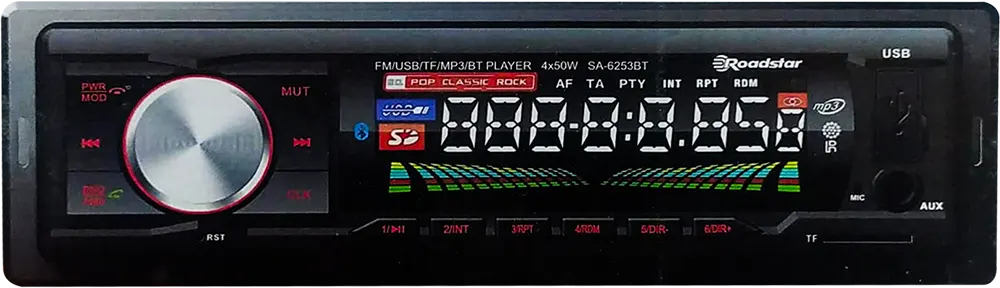 Roadstar Car Cassette, USB Port, Memory Card, Black, SA.6253BT