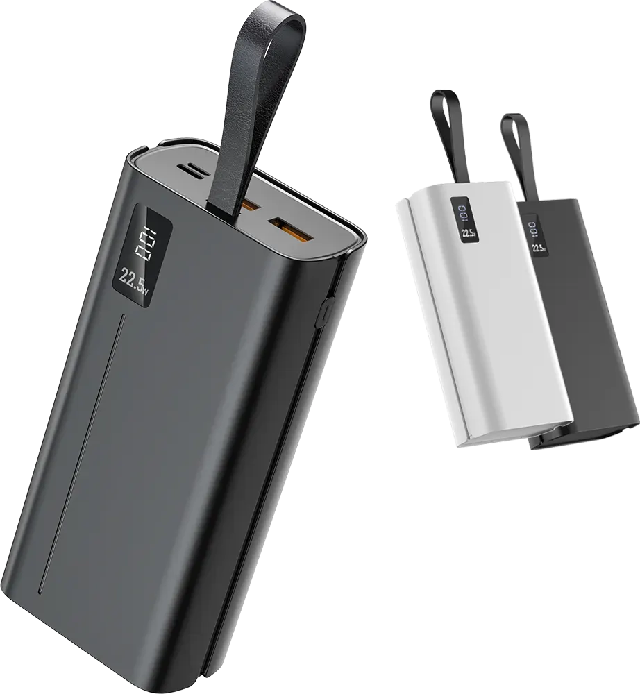 باور بانك اسبور 30000 مللي امبير، 22.5 واط، شحن سريع، شاشة رقمية، اسود-ابيض، A337