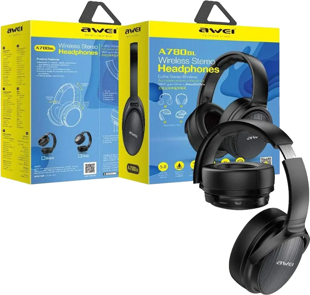 Awei Bluetooth Wireless Headphone, Rechargeable, Memory Card Slot, Black, A780BL