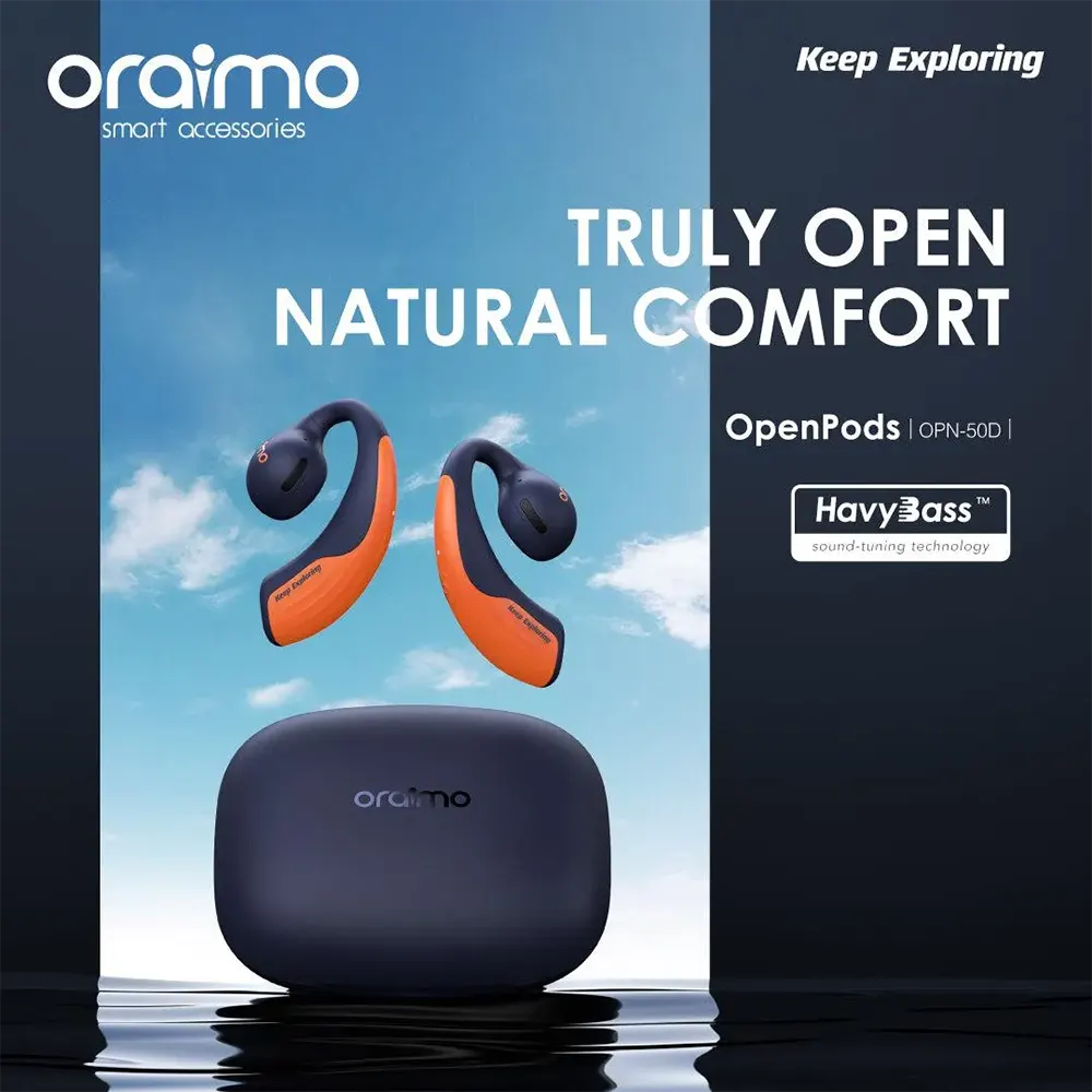 Wireless Earphone Oraimo OpenPods Bluetooth 5.2, 40Hrs Battery, Nebula Blue, OPN-50D