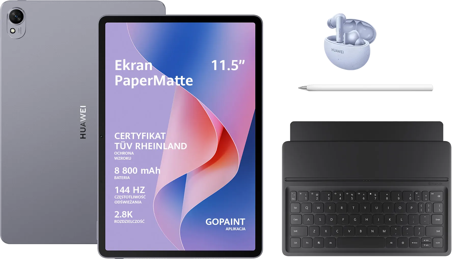 Tablet Huawei MatePad 11.5 S Paper Matte Edition 11.5 Inch Display, 256GB Memory, 8GB RAM, Wifi Only, Space Gray + Keyboard +Pen +Freebuds