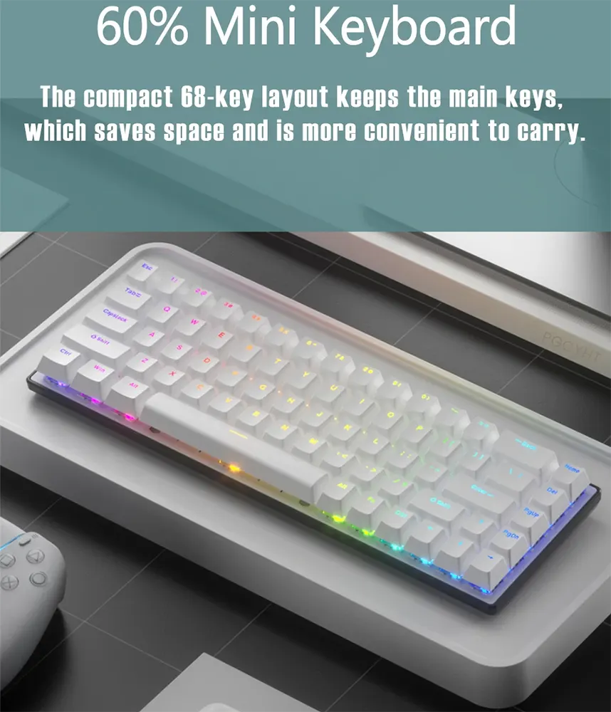 USB Mechanical Keyboard Wired Forev, USB -Type C, Black-White, FV-Q68