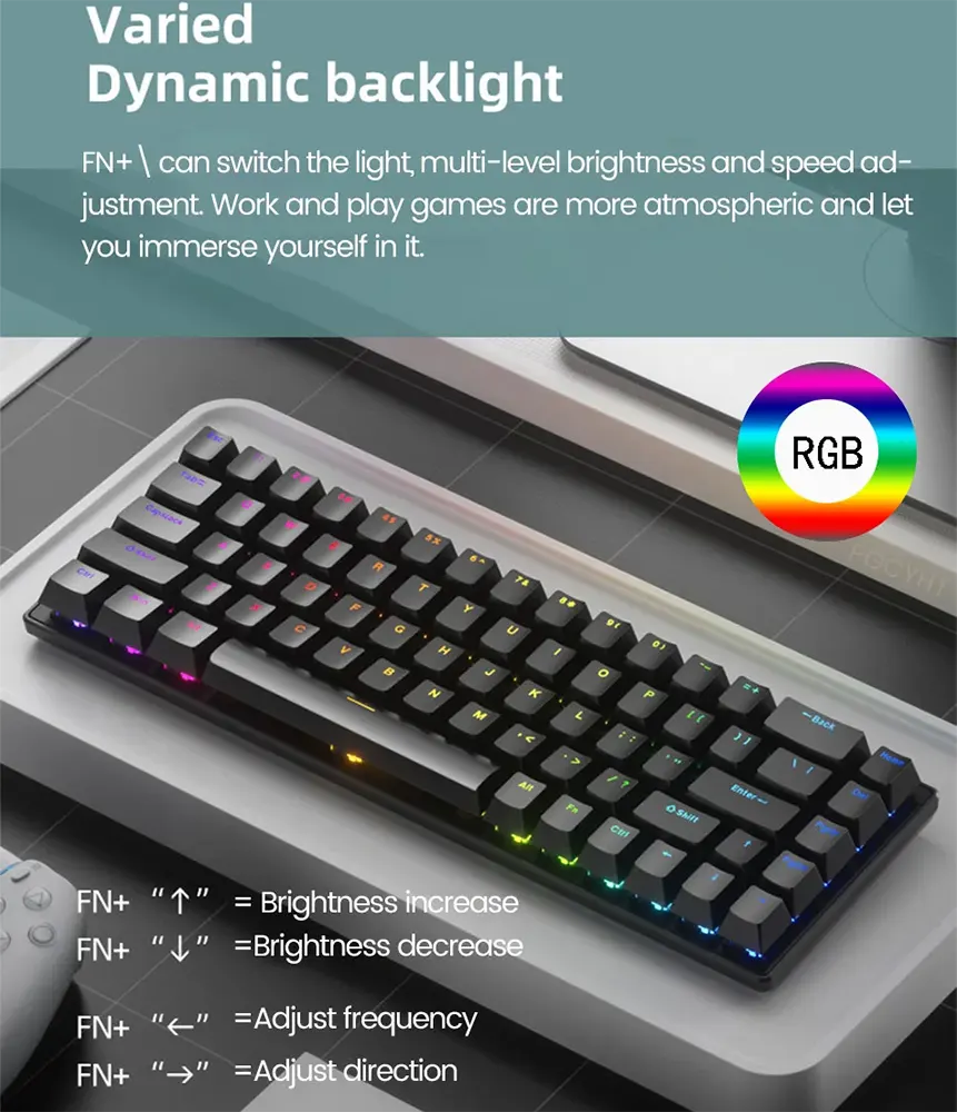 USB Mechanical Keyboard Wired Forev, USB -Type C, Black-White, FV-Q68