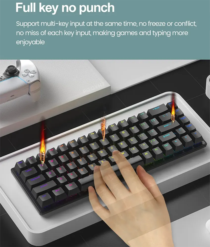 USB Mechanical Keyboard Wired Forev, USB -Type C, Black-White, FV-Q68