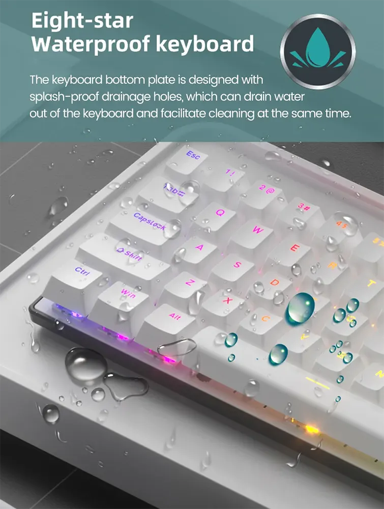 USB Mechanical Keyboard Wired Forev, USB -Type C, Black-White, FV-Q68