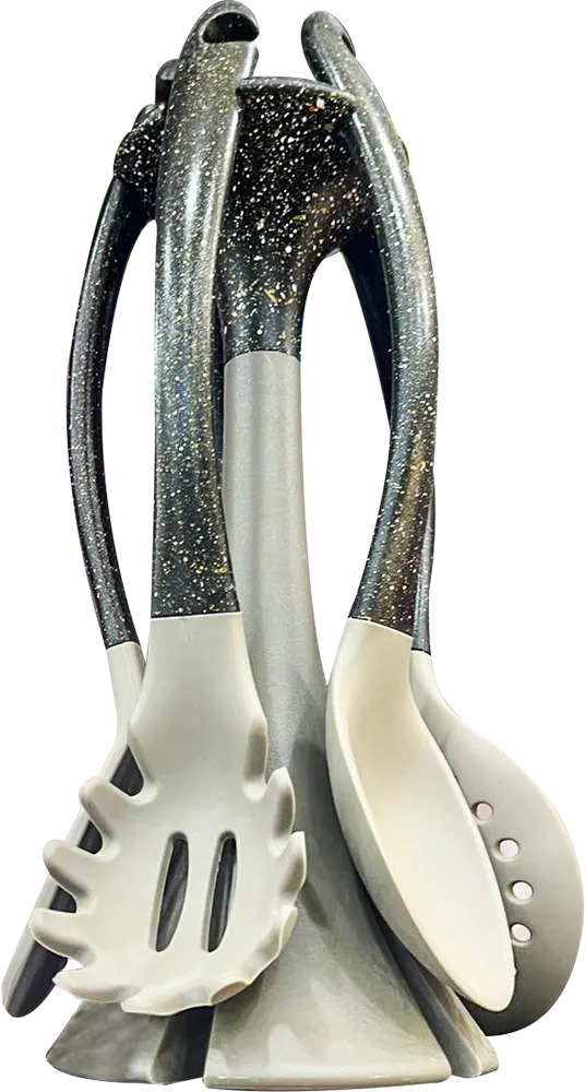 طقم توزيع بالحامل بيد جيرانيت ، 7 قطع ،رمادي 2219