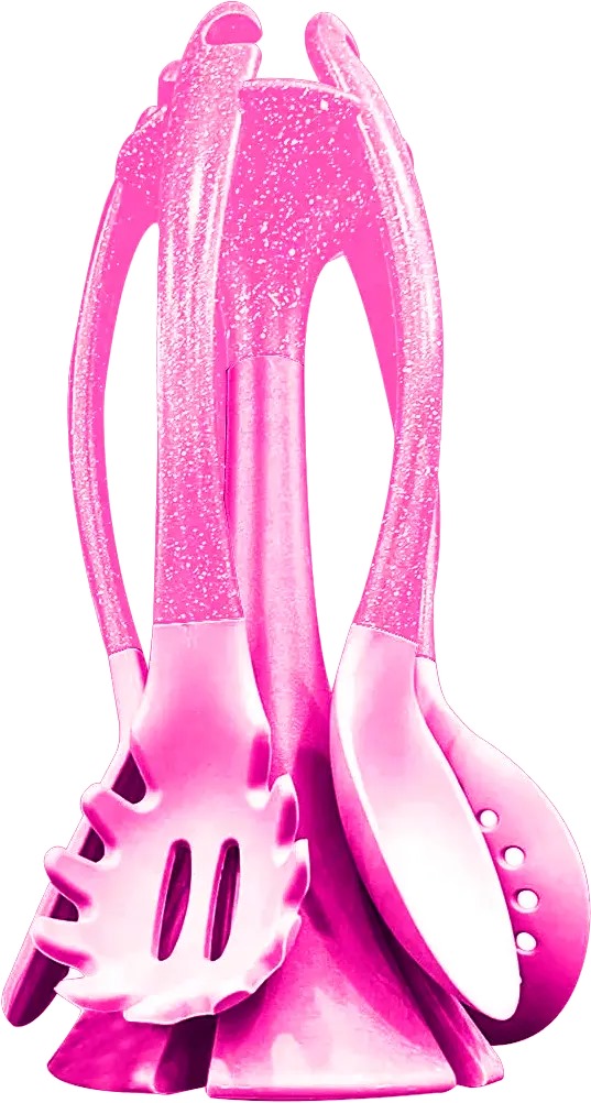 Granite Handle Holder Serving Set, 7 Pieces, Fuchia 2219