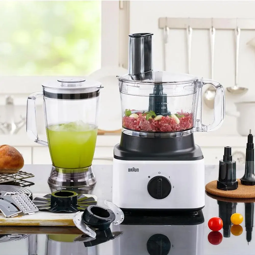 Braun Electric Food Processor, 750 Watt, White, FP0132WH (With Raya Warranty)