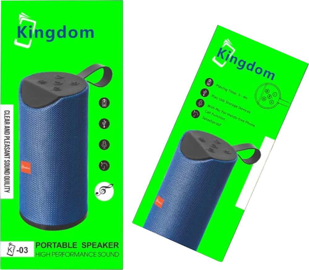 Portable Speaker Bluetooth Kingdom, USB, Rechargeable, Blue, KI-03