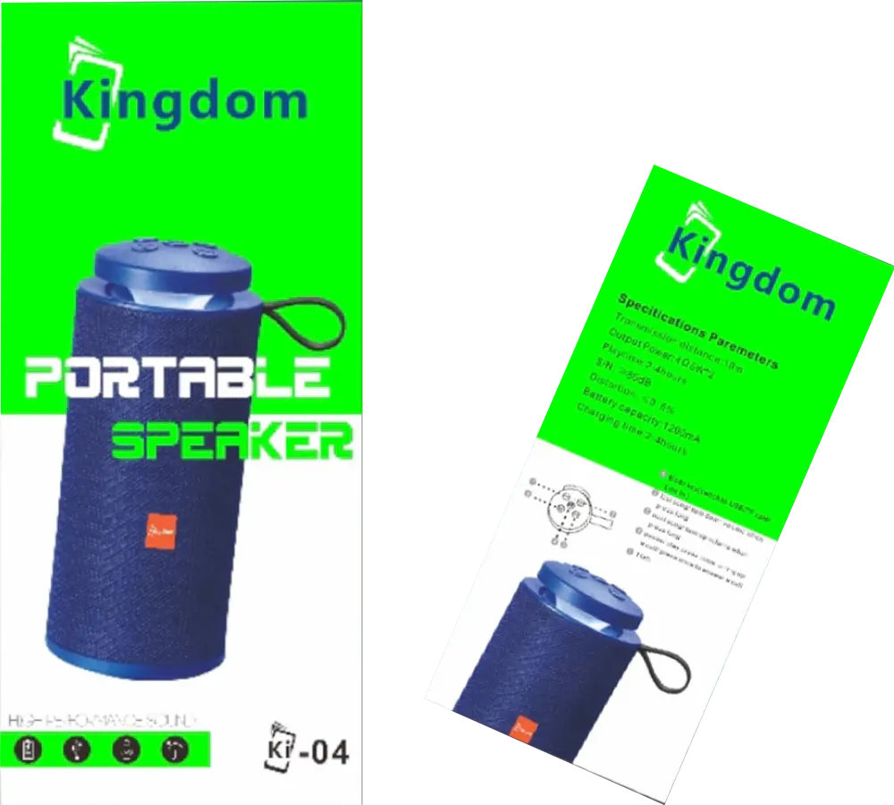 Portable Speaker Bluetooth Kingdom, USB, Rechargeable, Blue, KI-04