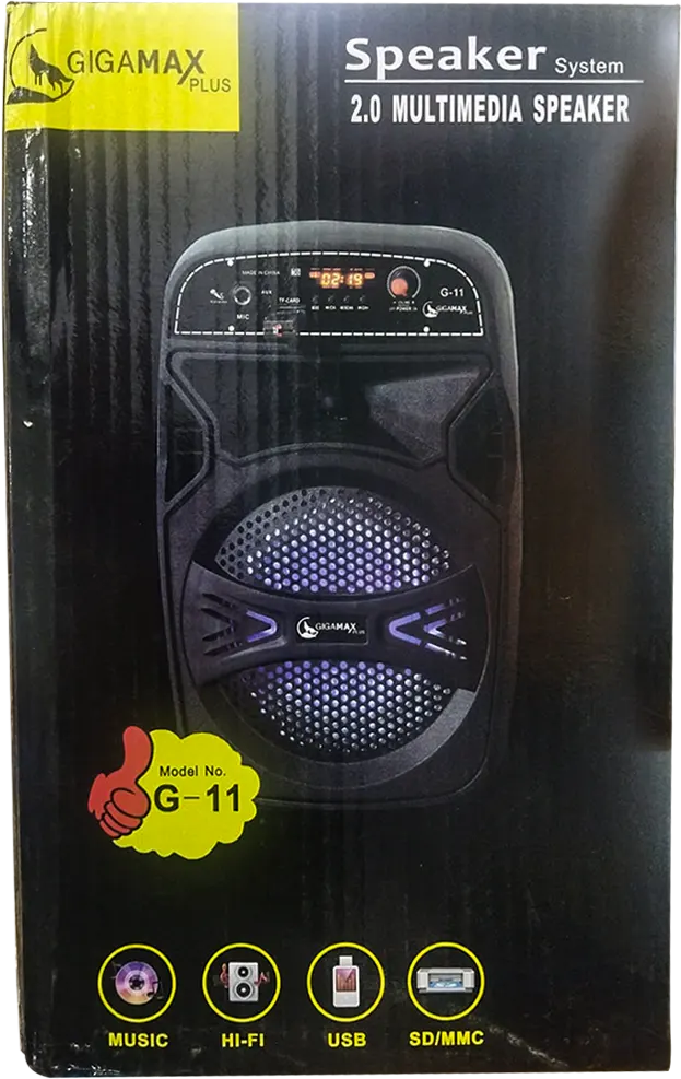 Gigamax Subwoofer Speaker, Bluetooth 5.0, USB, Black, G-11