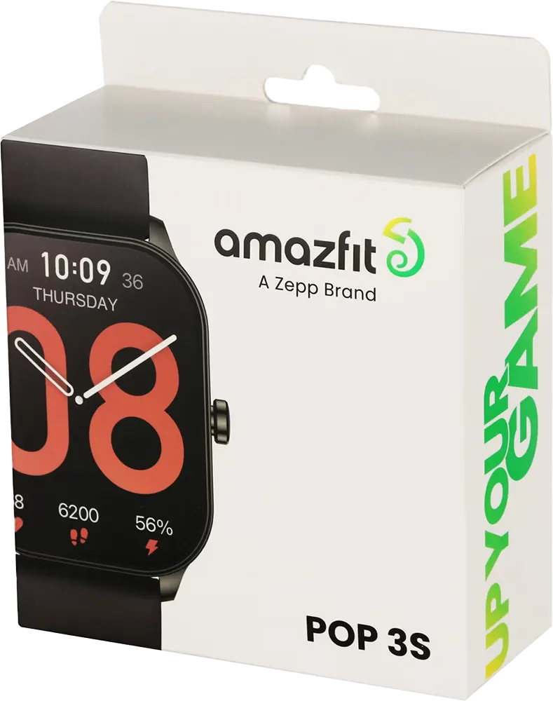 Amazfit POP 3S Smart Watch, Bluetooth, 1.96" Touch Screen, Water Resistant, Black