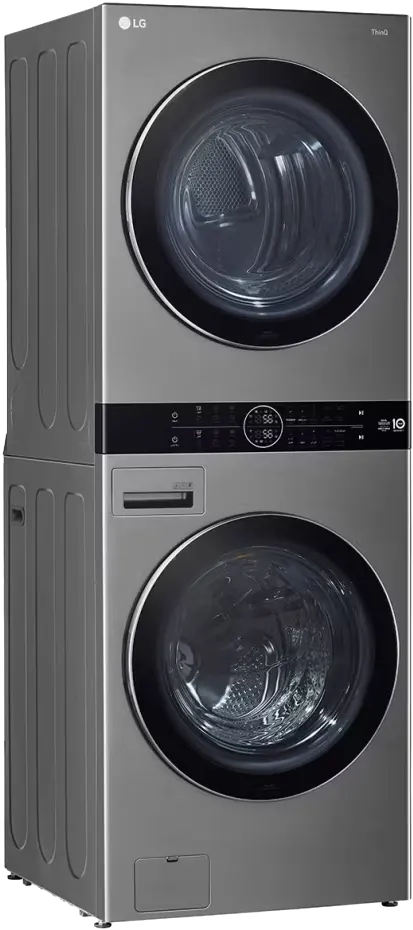 غسالة ملابس ال جي ووش تاور فول اتوماتيك تحميل أمامي 21 كيلو بمجفف 16 كيلو، شاشة تاتش ديجيتال، انفرتر، فضي، FWT2116SS