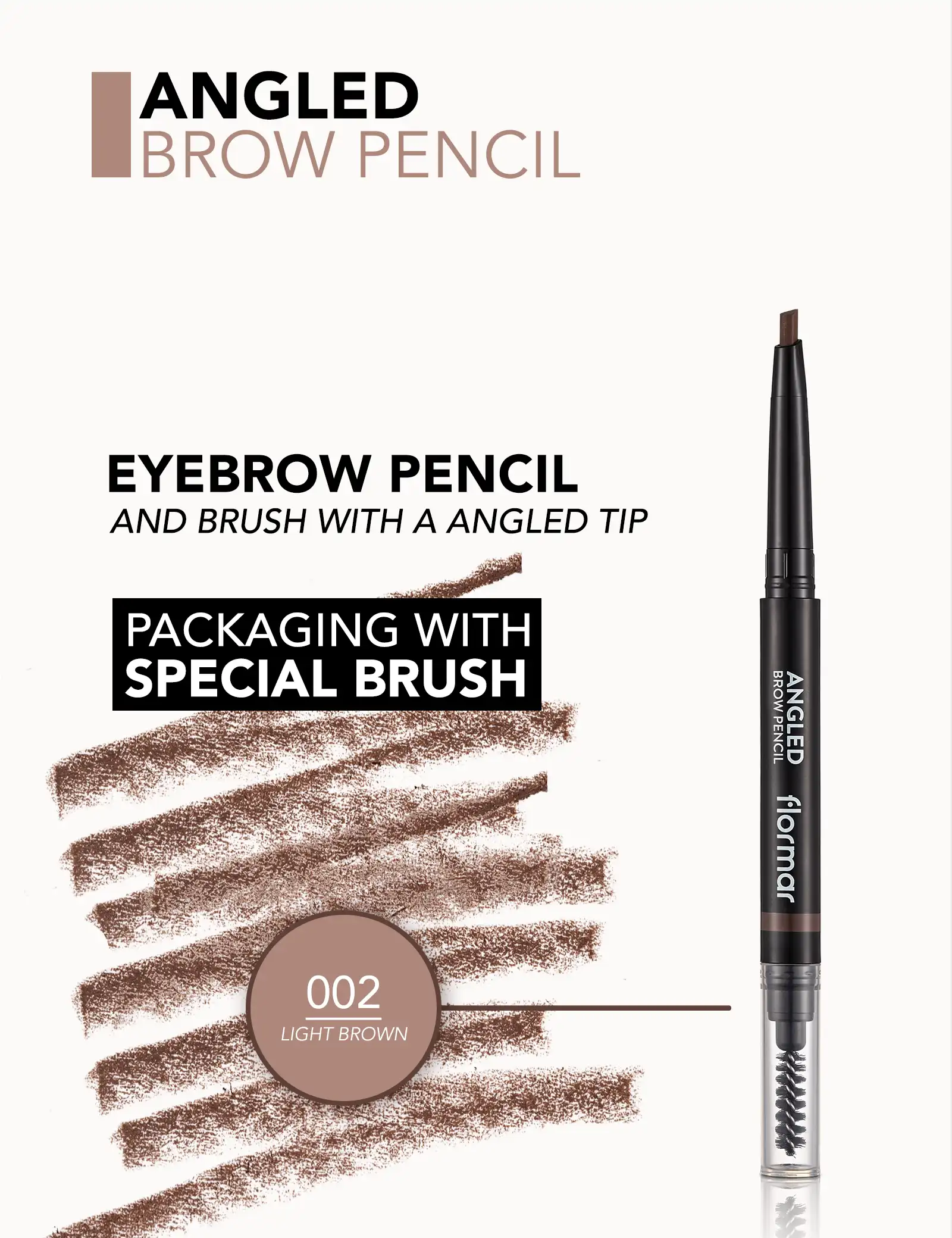 FLORMAR ANGLED BROW PENCIL, 02 LIGHT BROWN