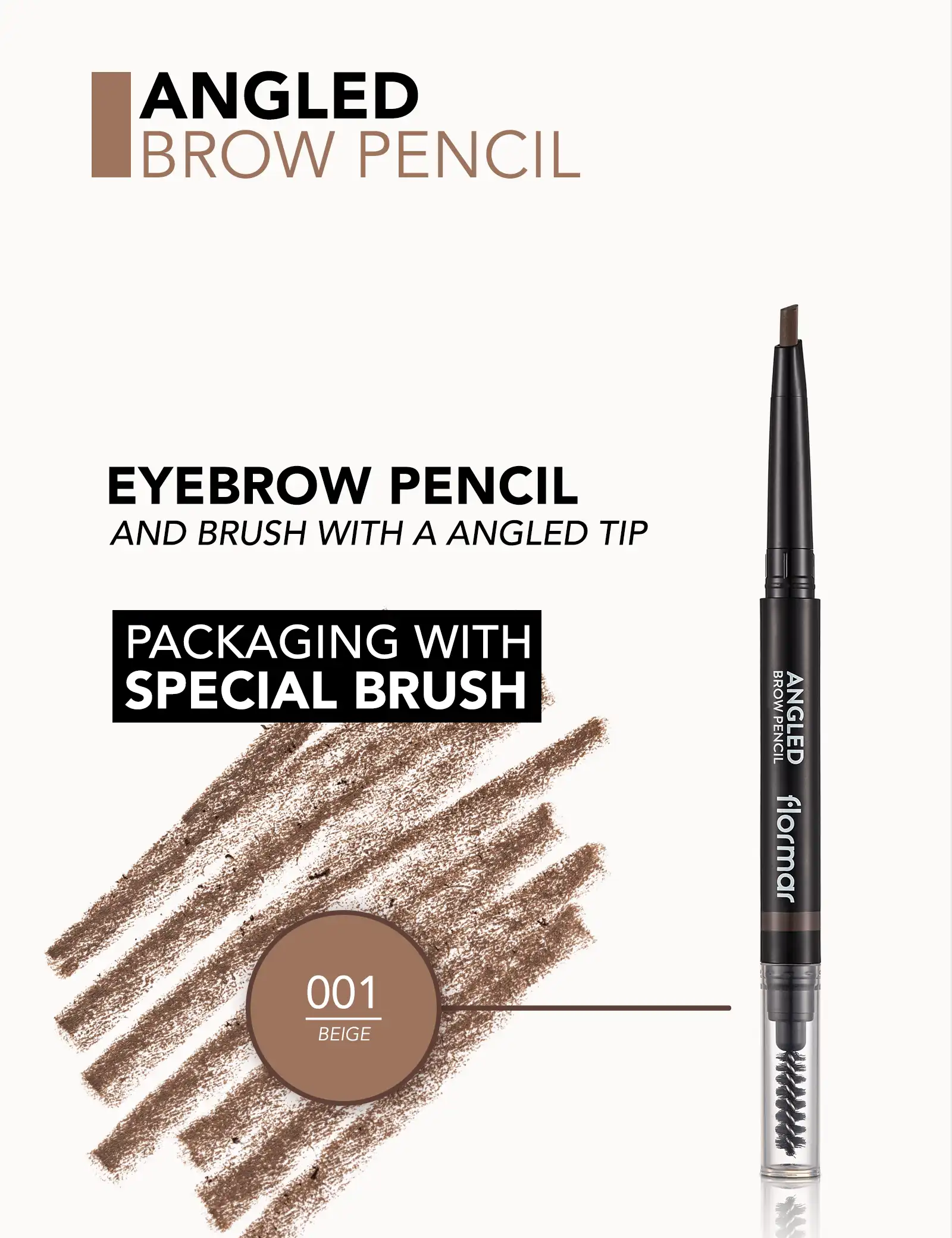 FLORMAR ANGLED BROW PENCIL, 01 BEIGE