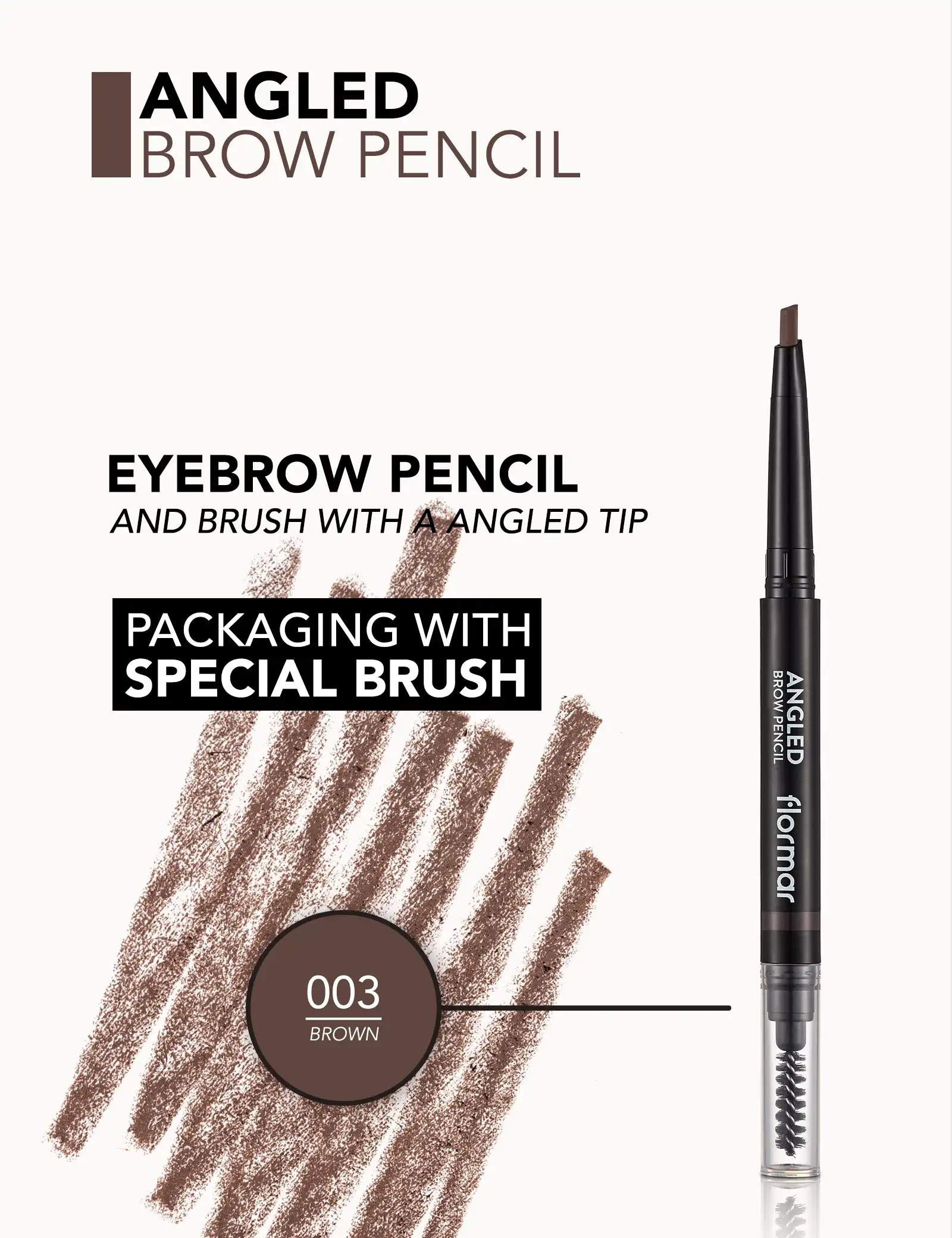 FLORMAR ANGLED BROW PENCIL, 03 BROWN