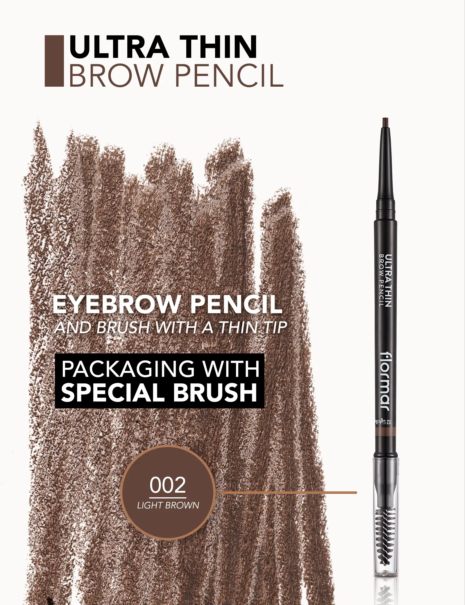 FLORMAR ULTRA THIN BROW PENCIL 02 LIGHT BROWN