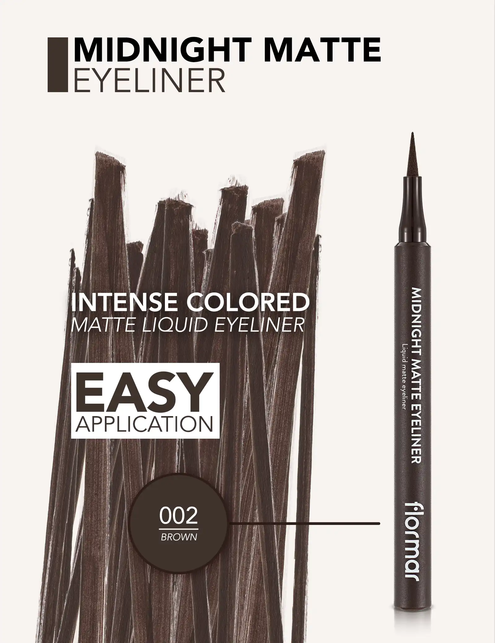 FLORMAR MIDNIGHT MATTE EYELINER, 02 BROWN