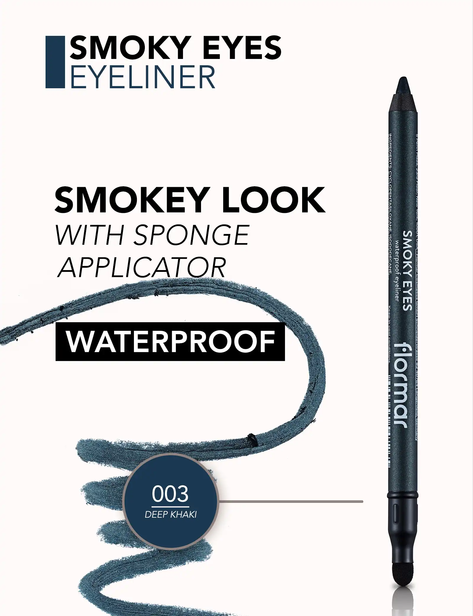 FLORMAR SMOKY EYES WATERPROOF EYELINER, 03