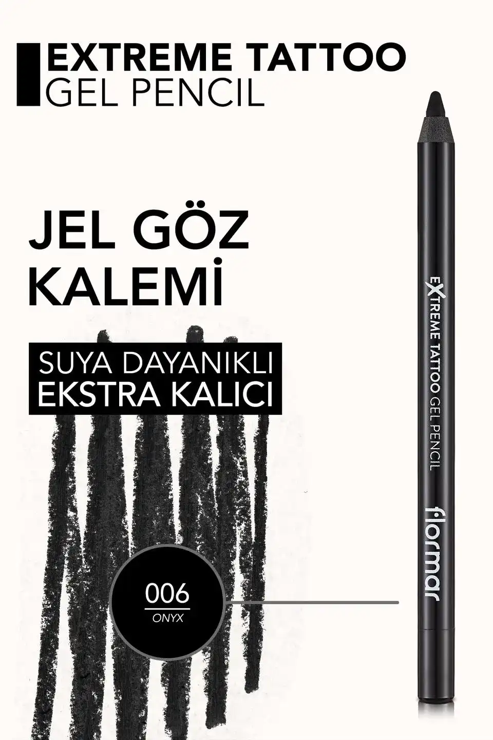 FLORMAR EXTREME TATTOO GEL PENCIL, 06 Onyx