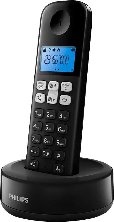 Philips Cordless Landline Phone, Digital Display, Black, D1601B-63