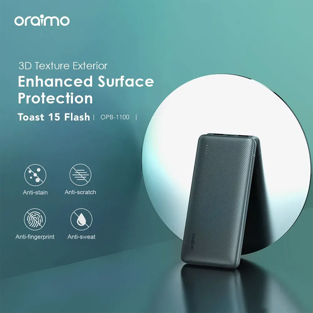 Power Bank Oraimo 10000 mAh, Fast Charging, 15W, Type-C, Black, OPB-1100