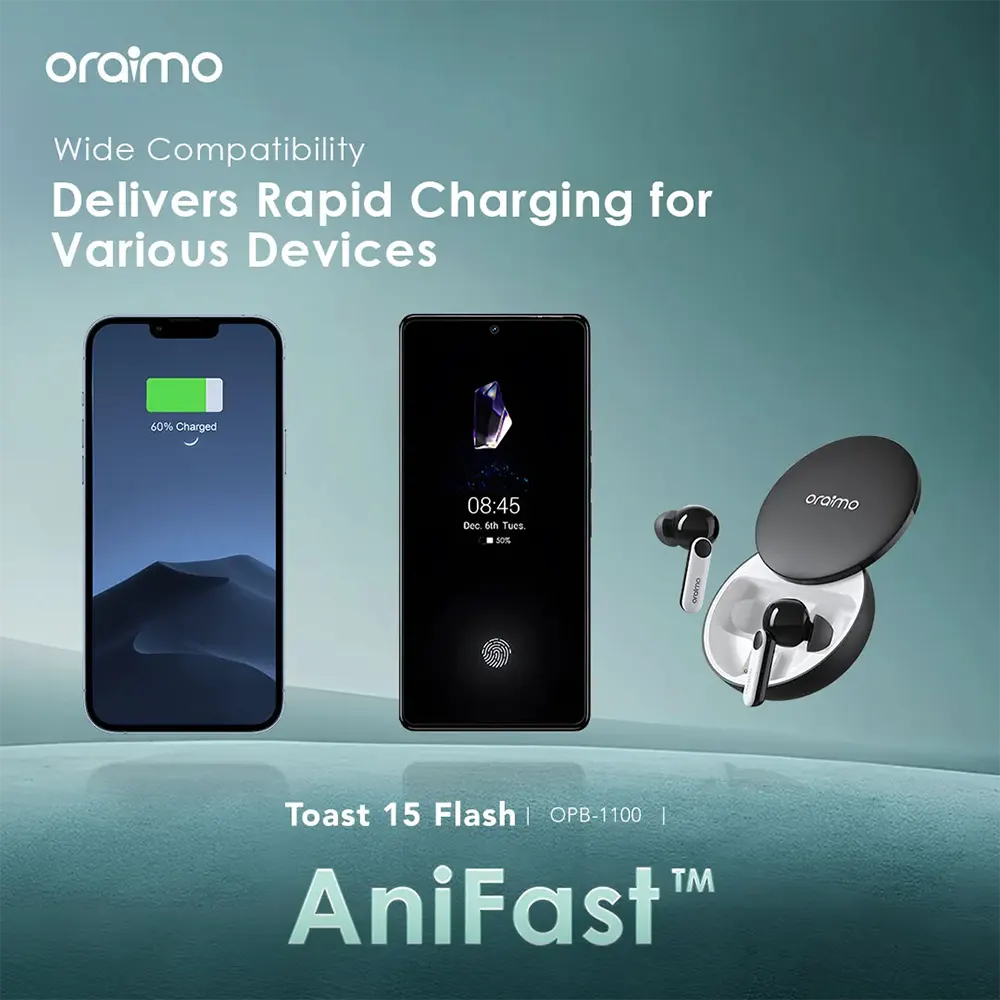 Power Bank Oraimo 10000 mAh, Fast Charging, 15W, Type-C, Black, OPB-1100