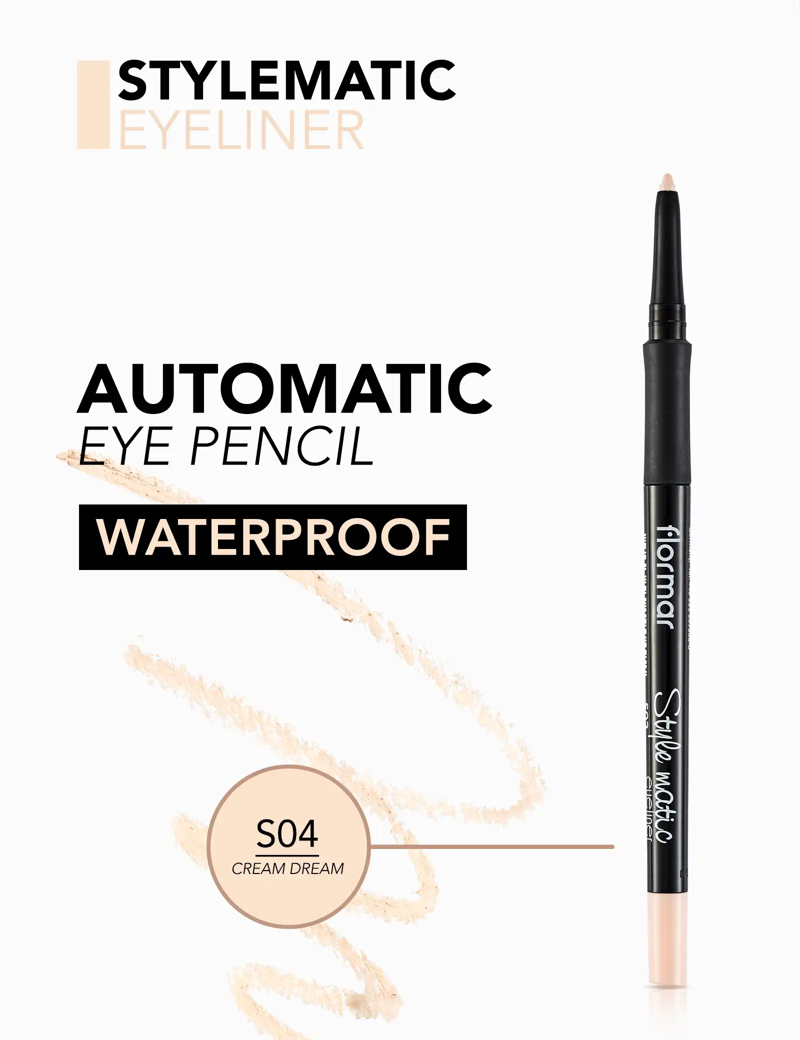 FLORMAR STYLE MATIC EYELINER, S04 CREAM DREAM