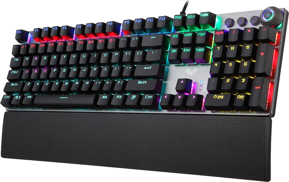 Aula Wired Gaming Keyboard, RGB Backlit, 108 Keys, USB, Black, F2058