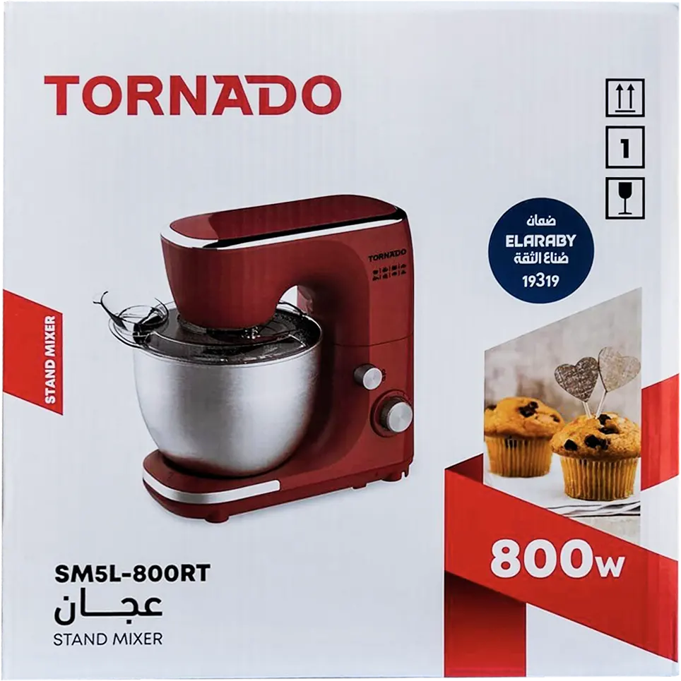 Tornado Stand Mixer, 800 Watt, 5 Liter, Red, SM5L-800RT