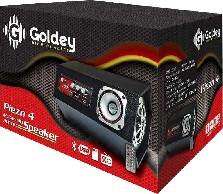 Goldey Subwoofer Piezo 4, 1.0 Channel, 4inch, USB, Bluetooth, Black