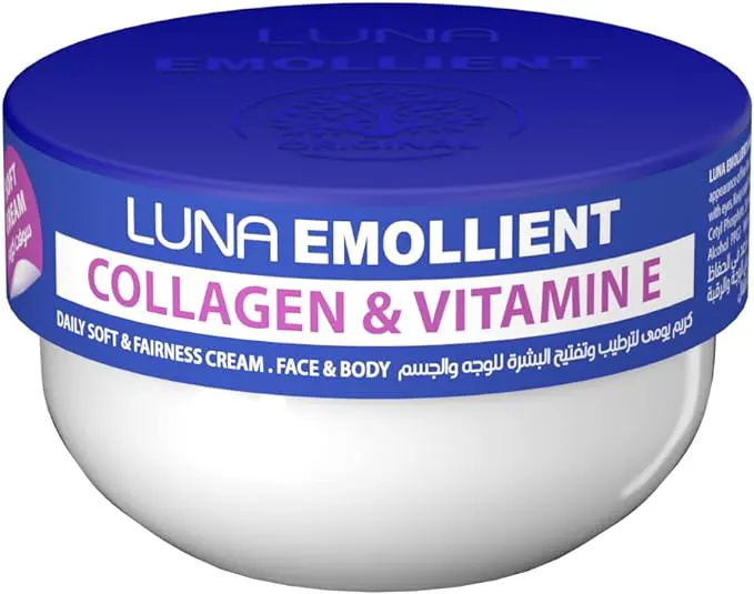 لونا كريم مرطب ايمولينت بالكولاجين وفيتامين اي ، كريم يومي لترطيب وتفتيح البشرة للوجه والجسم ، 160 جم .