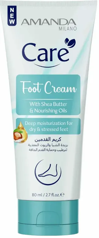 اماندا كريم القدمين ، كريم بزبدة الشيا والزيوت المغذية لترطيب وحماية القدمين من الجفاف ، 80 مل .