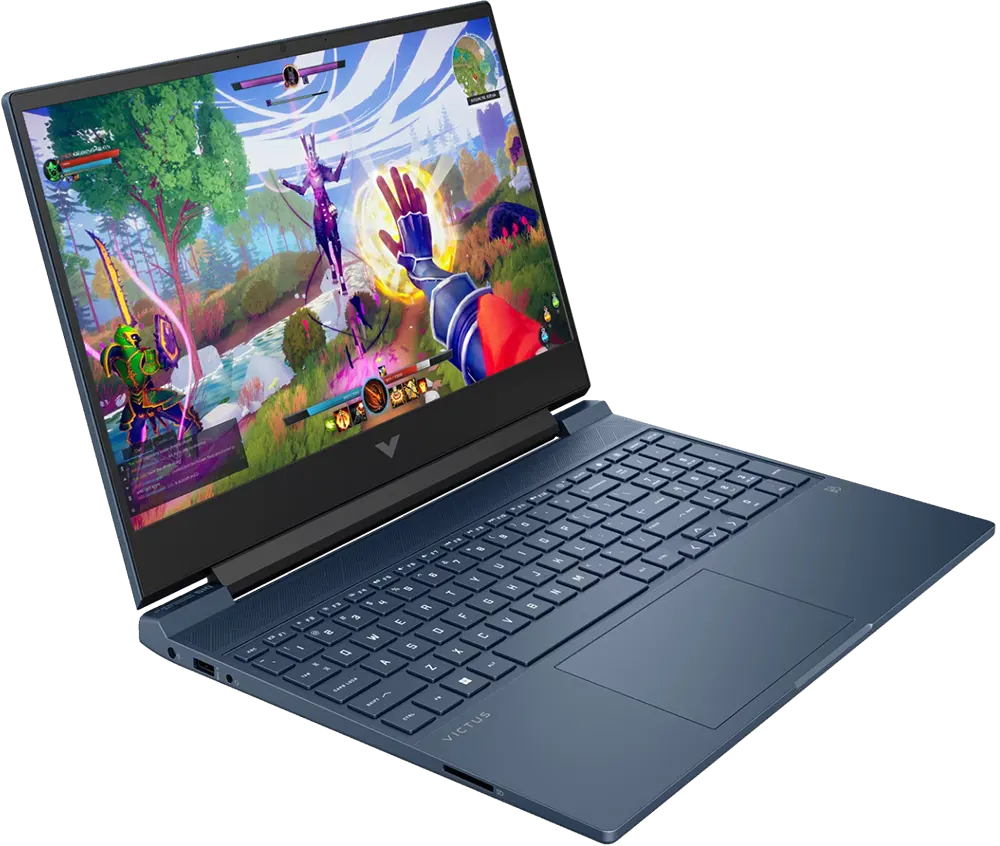 HP Victus Gaming Laptop 15-FB0048NE, AMD Ryzen™ 5-5600H, 8GB RAM, 512GB SSD Hard Disk, AMD Radeon RX6500M 4GB Graphics Card, 15.6 Inch FHD Display , DOS, Blue