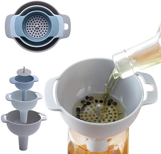 4 in 1 Multipurpose Oil Funnel with Handle, Strainer and Plastic Funnel