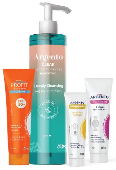 مجموعه ارجنتو  (ارجنتو كريم ليل 30 جم+غسول200 مل +واقي شمس لوشن 50 مل +كريم عين 15 جم)