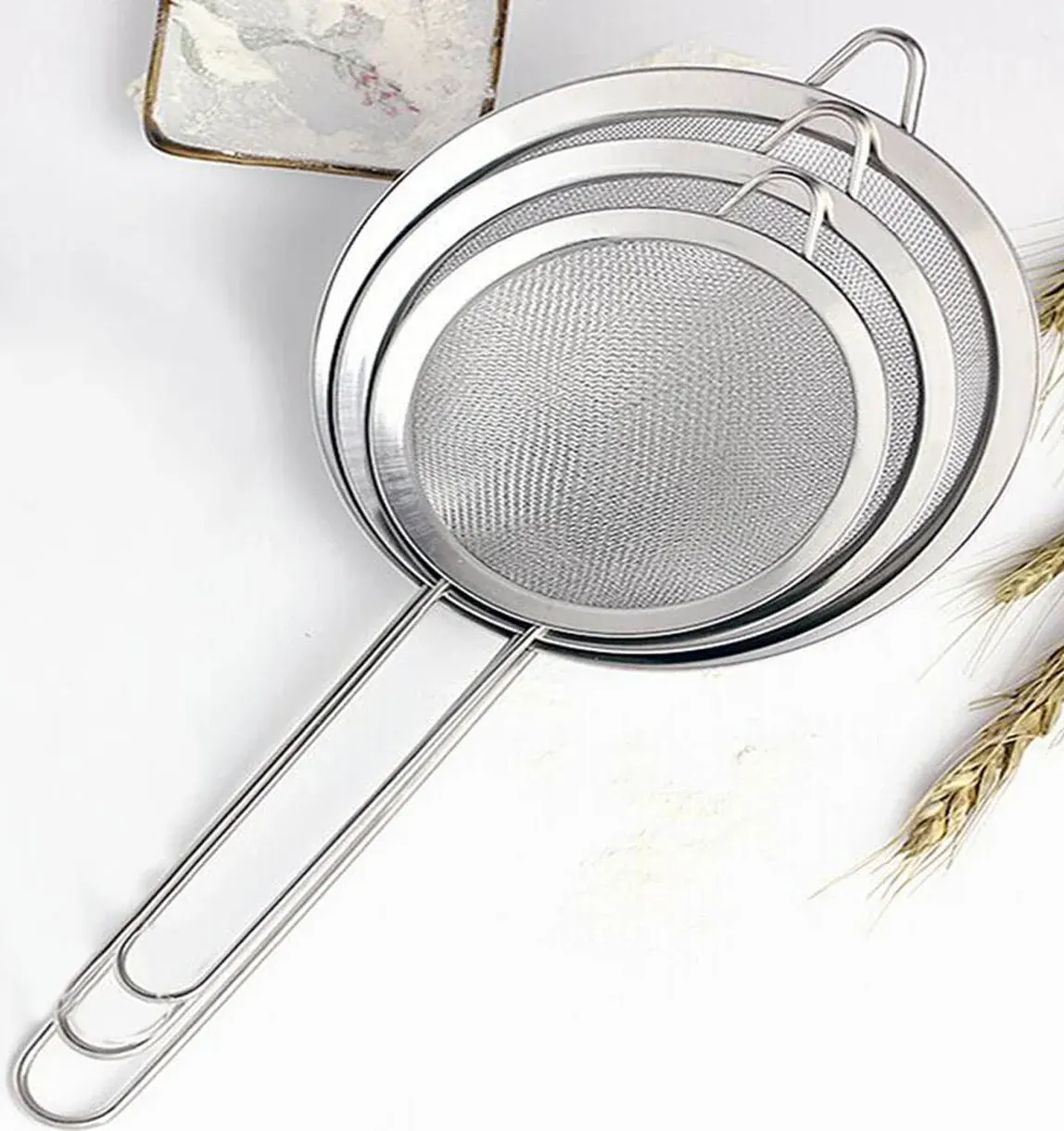 Stainless Steel Strainer Set, 3 Pieces, Silver