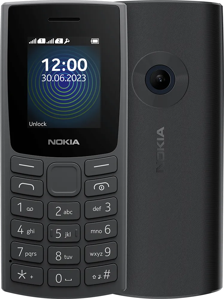 Nokia 110 (2023) Dual SIM Mobile, 4MB Internal Memory, 4MB RAM, 2G Network, Charcoal