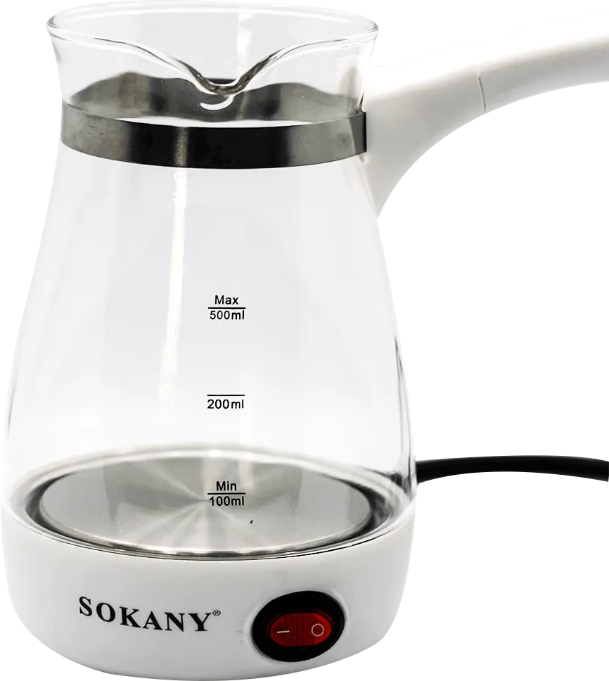 Sokany Electric Glass Coffee Pot, 600 Watt, Multi Color, YLW-606