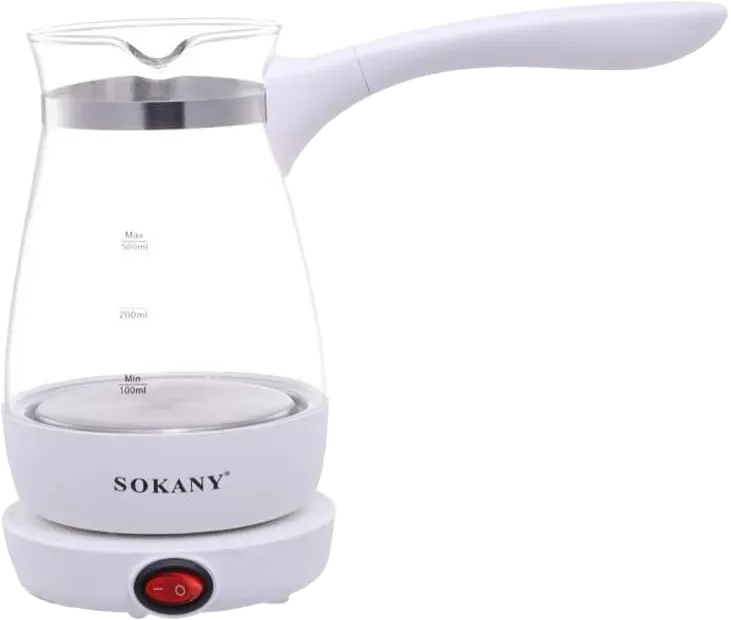 Sokany Electric Glass Coffee Pot, 600 Watt, Multi Color, YLW-607