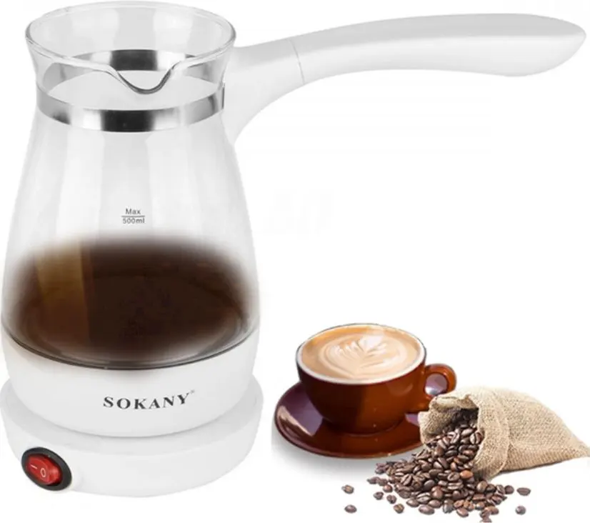 Sokany Electric Glass Coffee Pot, 600 Watt, Multi Color, YLW-607