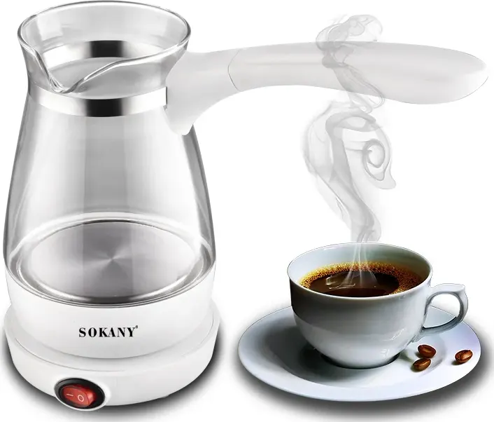 Sokany Electric Glass Coffee Pot, 600 Watt, Multi Color, YLW-607