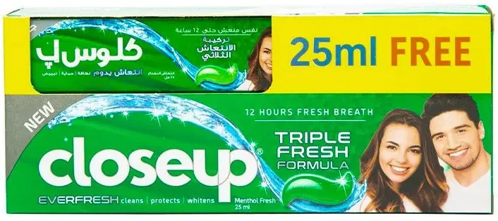 Close up Ever Fresh Green Toothpaste, (100ml + 25ml)