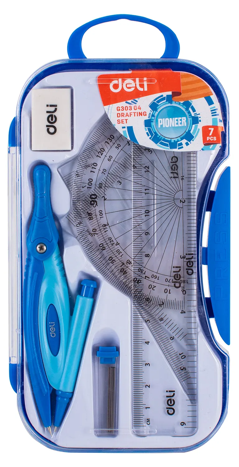 Deli Plastic Engineering Tools Set, 7 Pieces, Plastic Box, Multiple Colors, EG30304