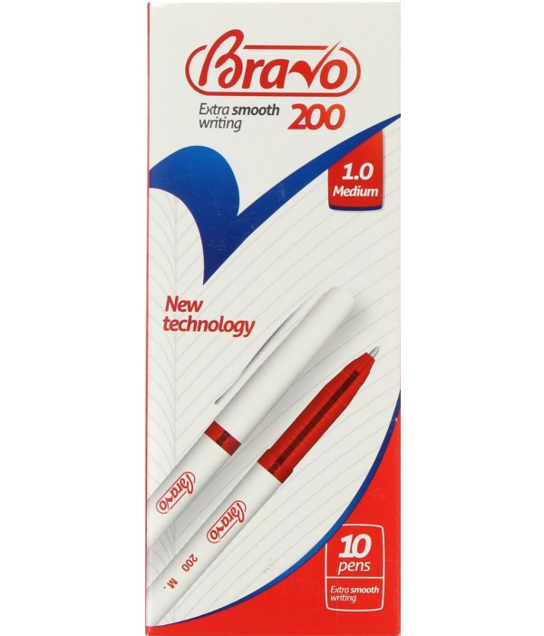 قلم حبر جاف برافو، أحمر، 200