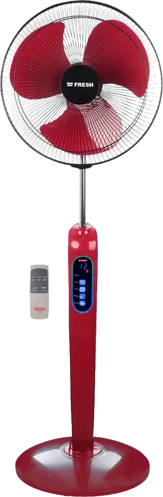 Fresh Top Panorama Stand Fan, 16 Inch, 3 Speeds, Remote Control, Red