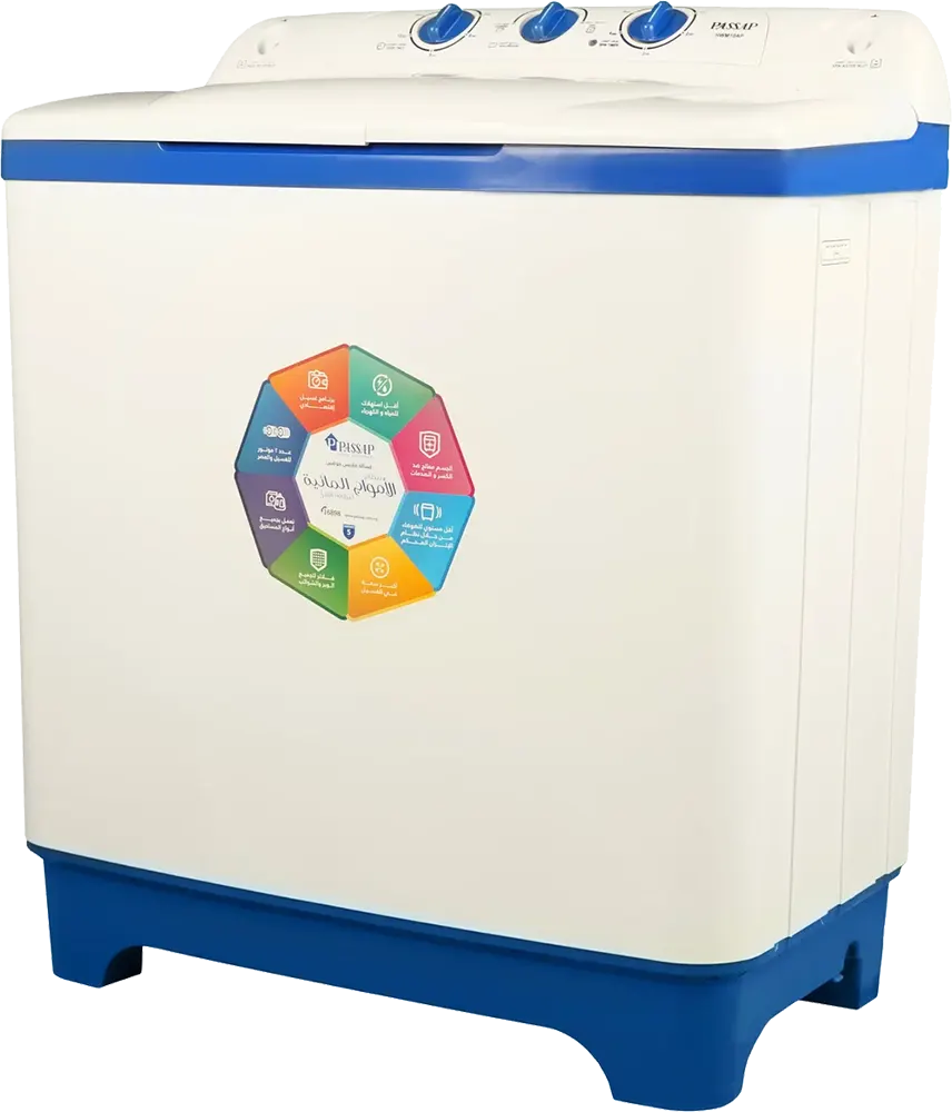 Passap Half-Automatic Washing Machine, 10 Kg, Pump, White*Blue, WMH10ABP