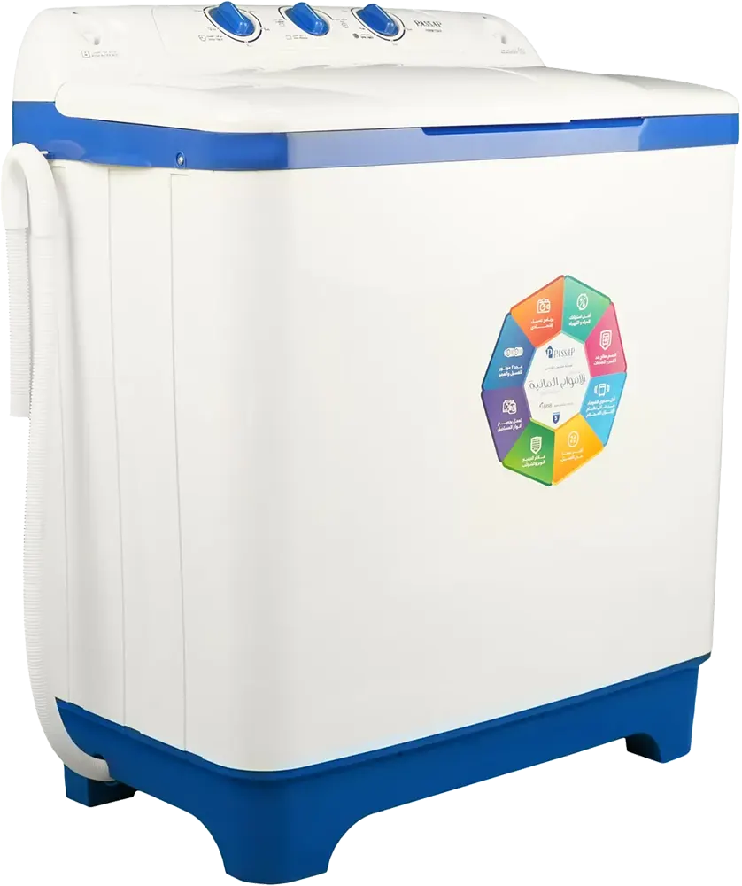 Passap Half-Automatic Washing Machine, 10 Kg, Pump, White*Blue, WMH10ABP