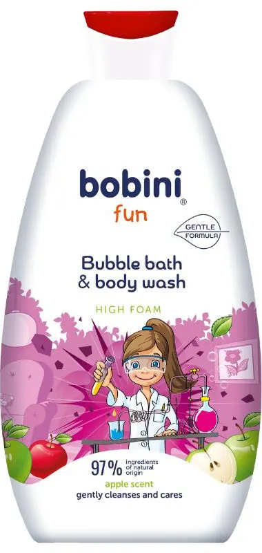 شاور للاطفال بوبيني، سائل استحمام وغسول للجسم بالتفاح، 500 مل.